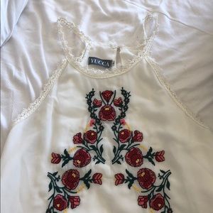 Embroidered racer back top